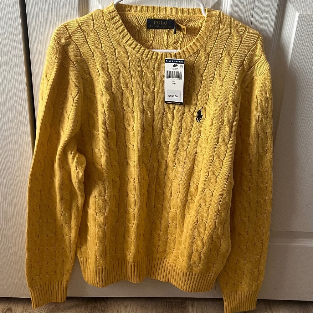 Polo Ralph Lauren Polo Cable Knit Sweater - Yellow - Size L/G